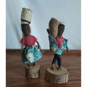 Lot Of 2 VTG Caribbean/Jamaican Handmade Cloth Dolls